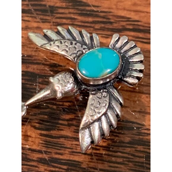 Sterling Silver Hummingbird Pendant With Turquoise Stone & "New Mexico" Tag - Picture 5 of 5